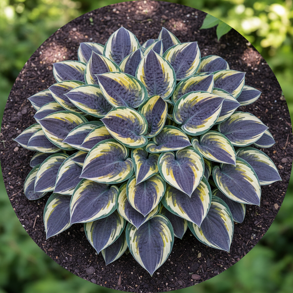 Mixed Colour Hosta top view in garden