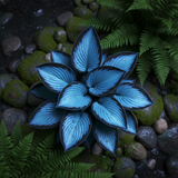Electric Blue Hosta top view in garden