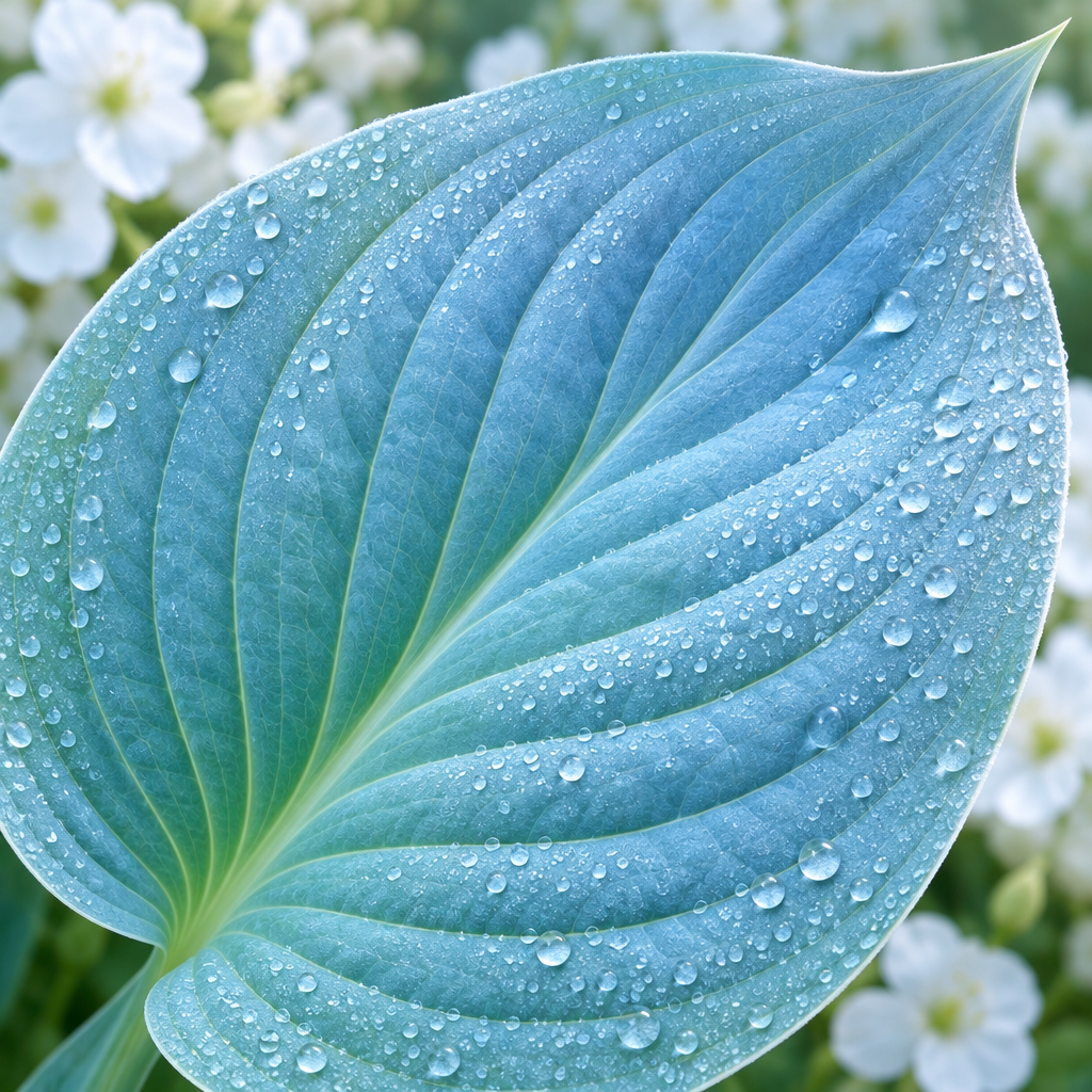 Glacier Mist fantasy powder-blue leaf detail