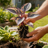 Mixed Colour Hosta held in garden - reference