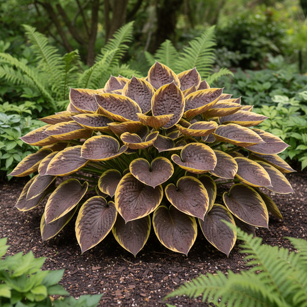 Chocolate & Gold Hosta fully grown plant