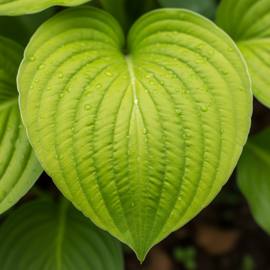 Lime Green Hosta macro leaf close-up